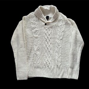 Cable Knit Chunky Knit Sweater Men Large Acrylic/ Wool J Ferrar Cream Color